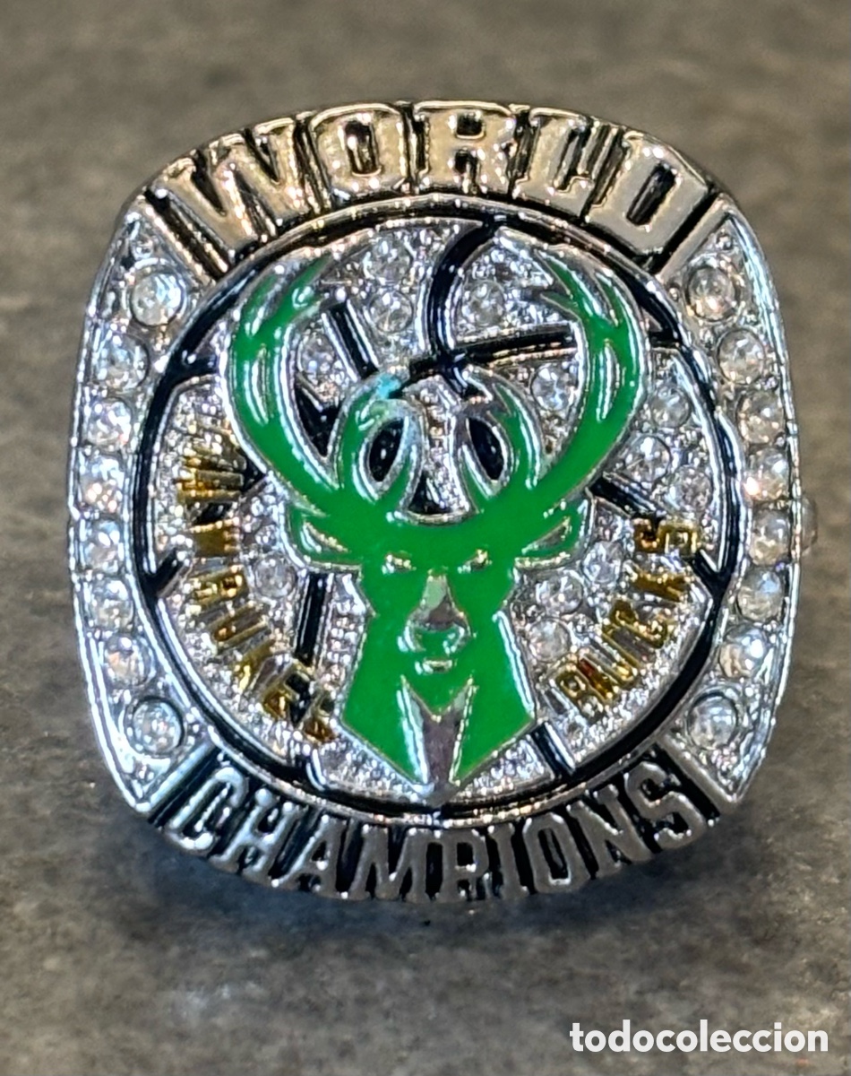 Joyeria: Anillo Campe&oacute;n NBA 2021 Milwaukee Bucks Giannis Antetokounmpo R&eacute;plica Talla 9