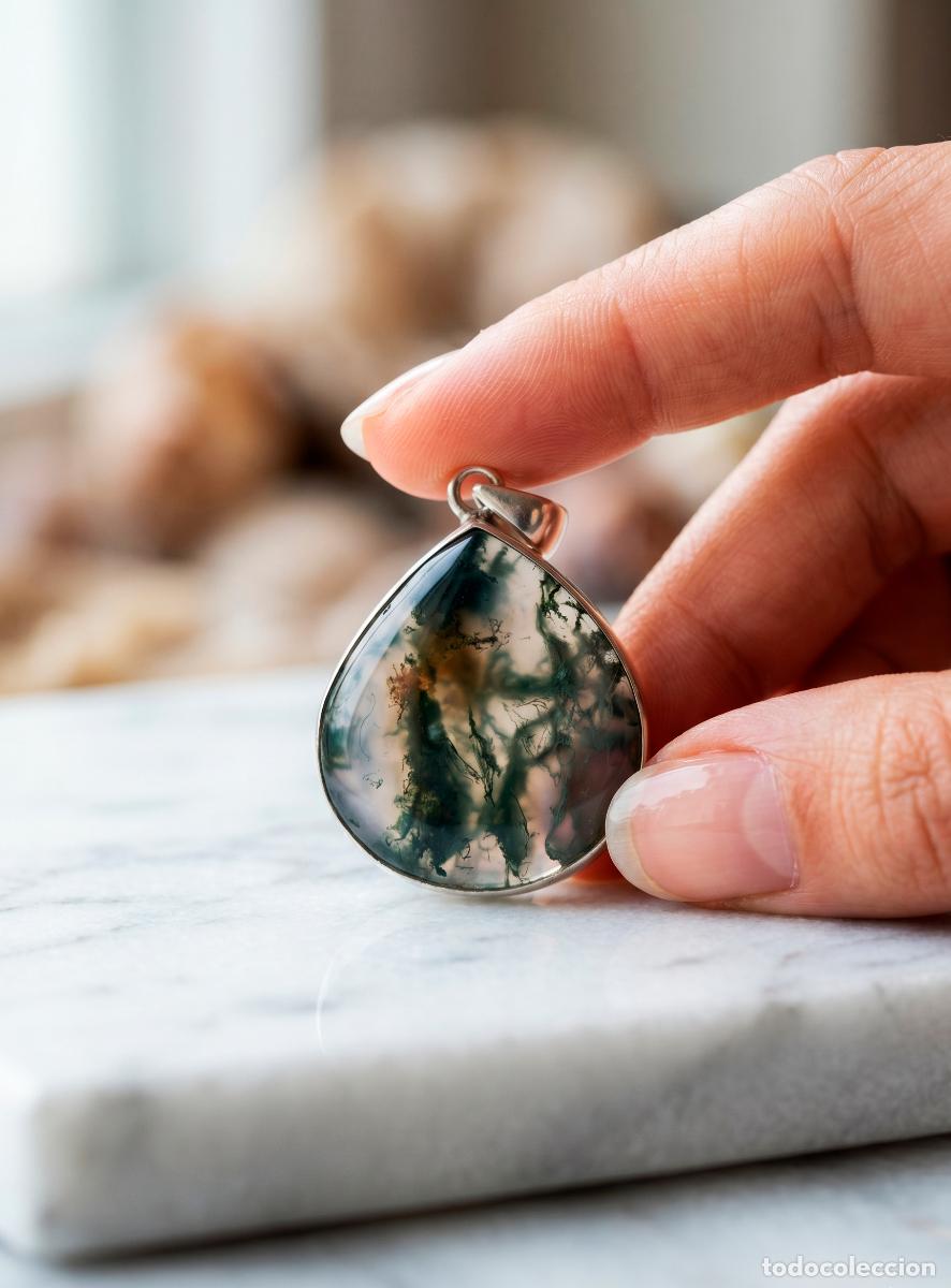 Joyeria: Colgante de &aacute;gata musgo / musgosa natural