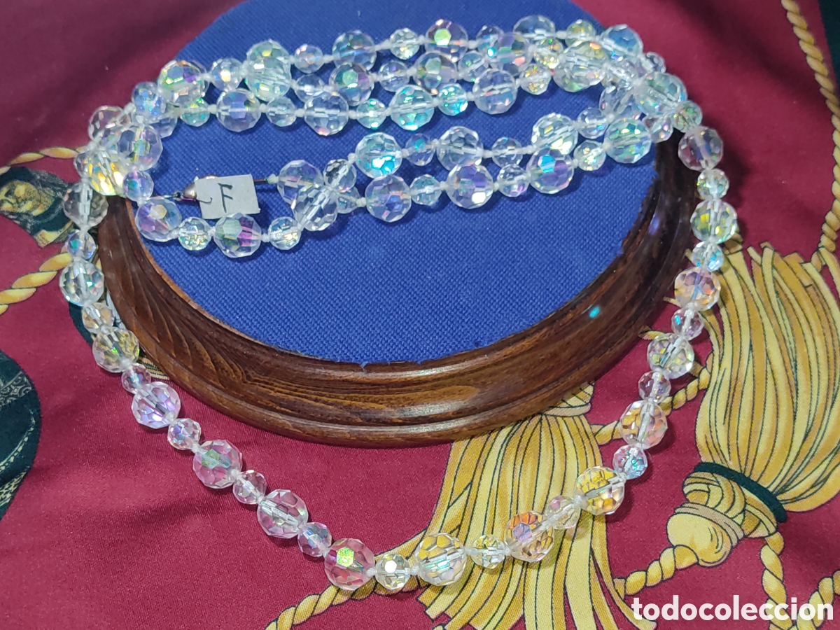 Joyeria: Collar Art Deco muy largo de cristal de Roca de cuentas de 8 y 12 mm.*F*