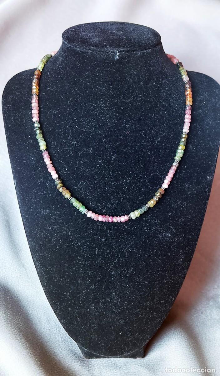 Joyeria: Collar gargantilla turmalina natural multicolor facetada