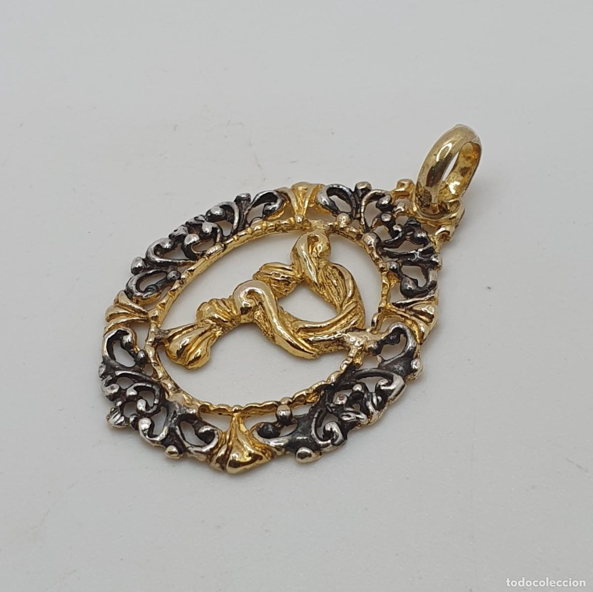 Schmuck: Bello colgante antiguo de estilo Victoriano en plata de ley 925 chapado en oro de 18k con la letra P