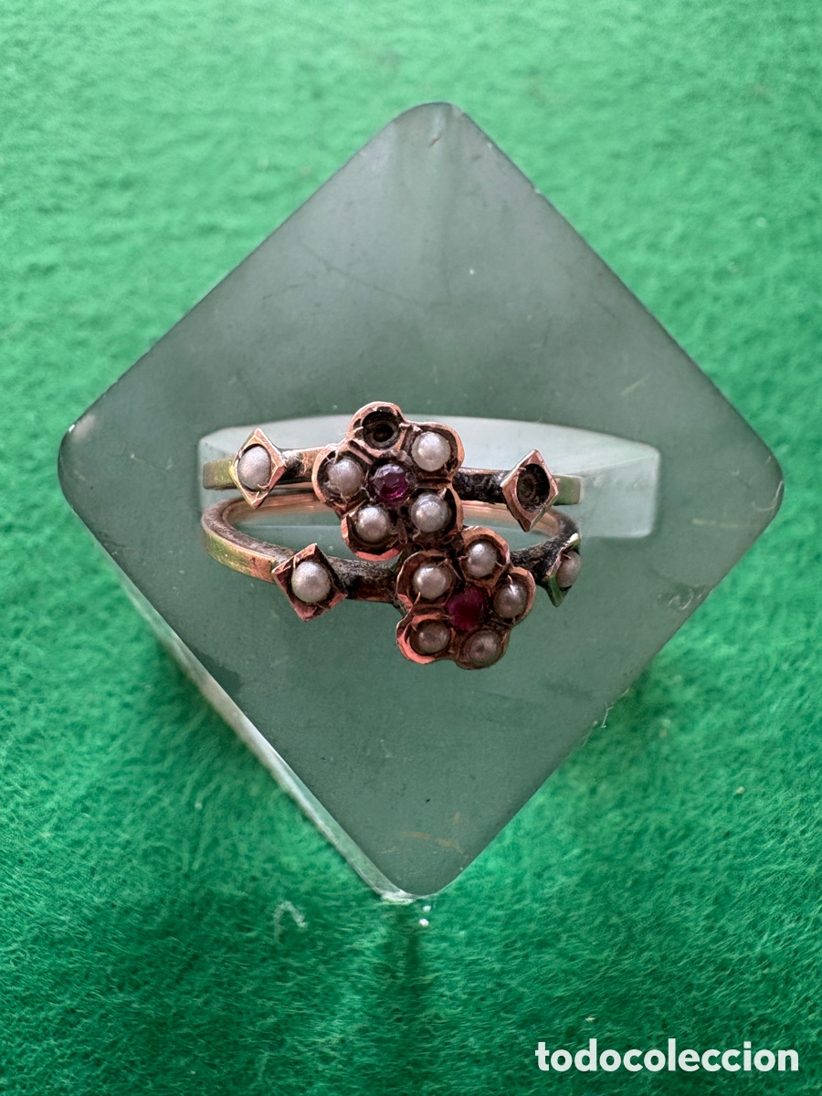 Joyeria: Anillo oro 14k para reparar con perlas y rub&iacute;es