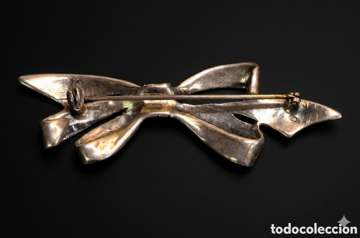 Joyeria: Broche antiguo de plata 925 con marquesitas - Foto 3