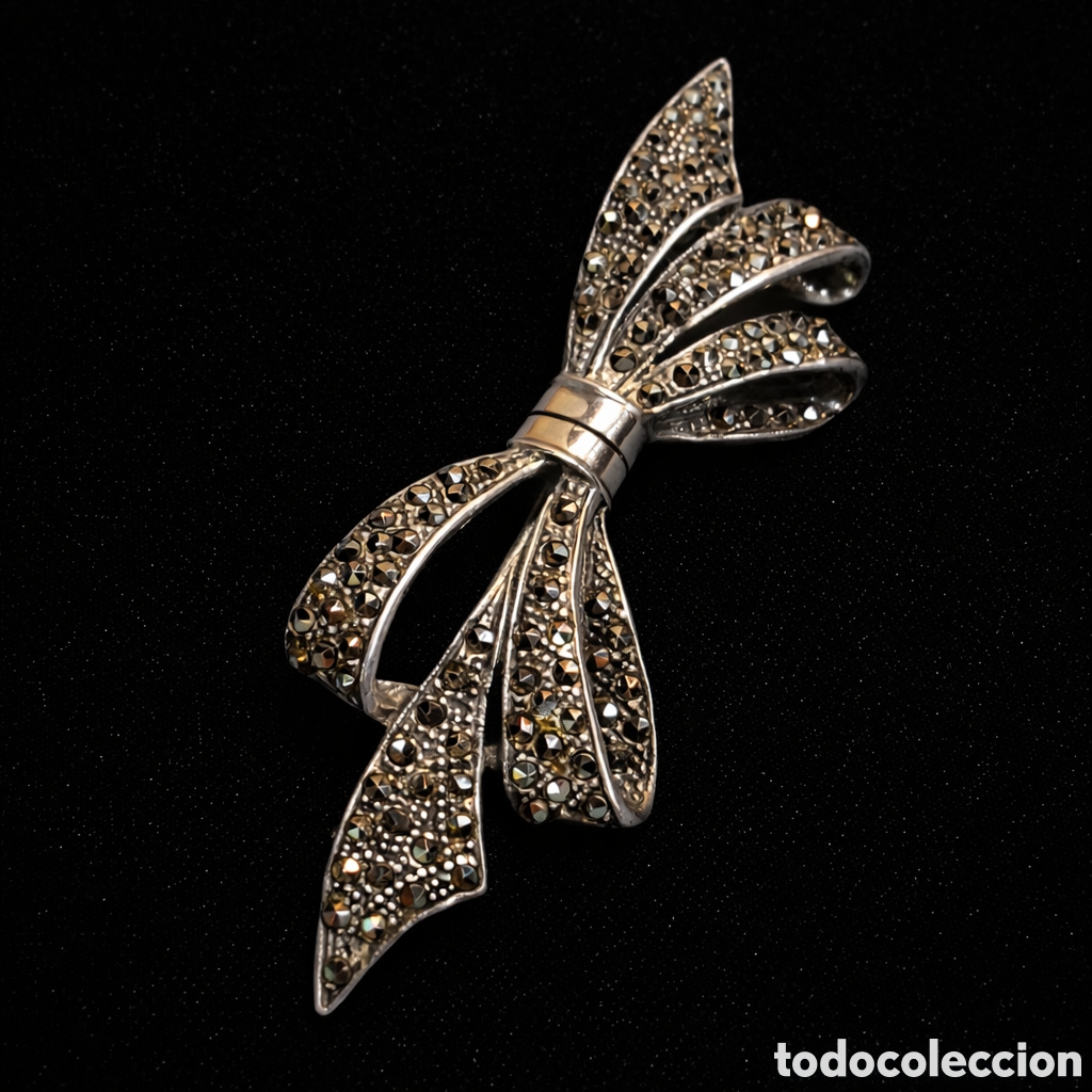 Joyeria: Broche antiguo de plata 925 con marquesitas - Foto 4