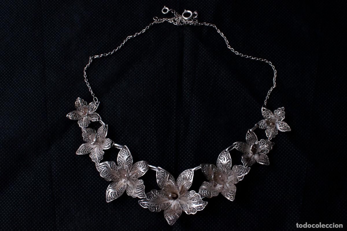 Joyeria: Collar y pendientes de plata filigrana flores - Foto 5