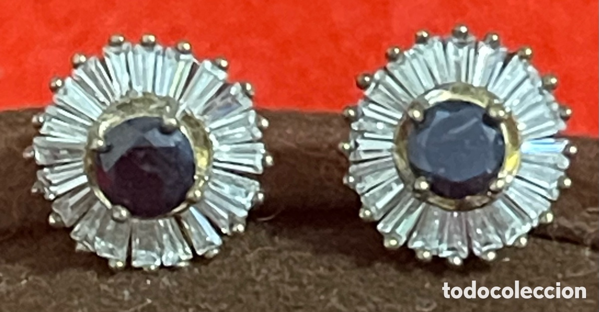 Joyeria: Exquisita pareja de pendientes en plata de ley contrastada y pedrer&iacute;a.