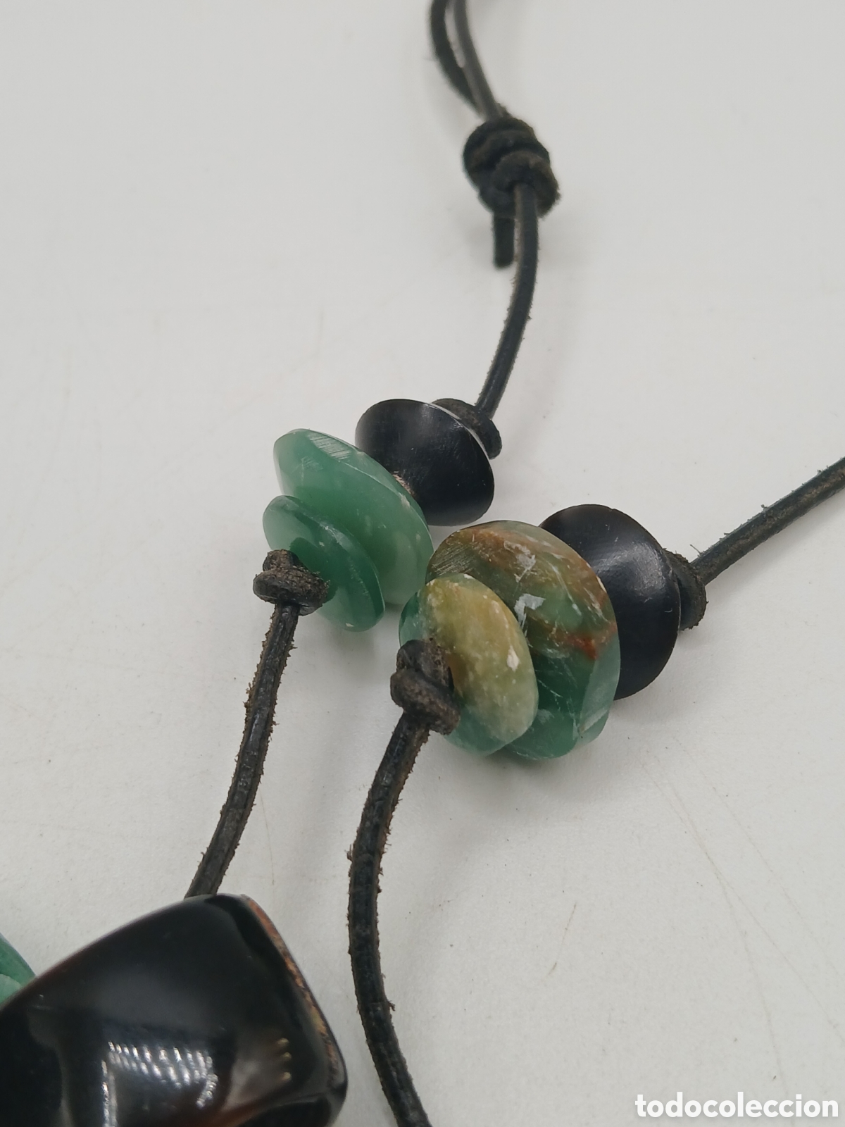Joyeria: Collar jade verde y asta. Cord&oacute;n cuero - Foto 6
