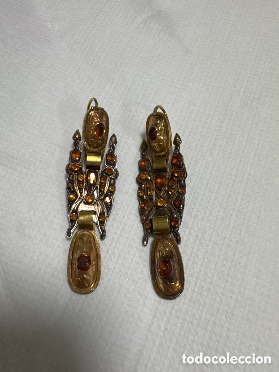 Joyeria: Pendientes antiguos de oro de 18 kilates