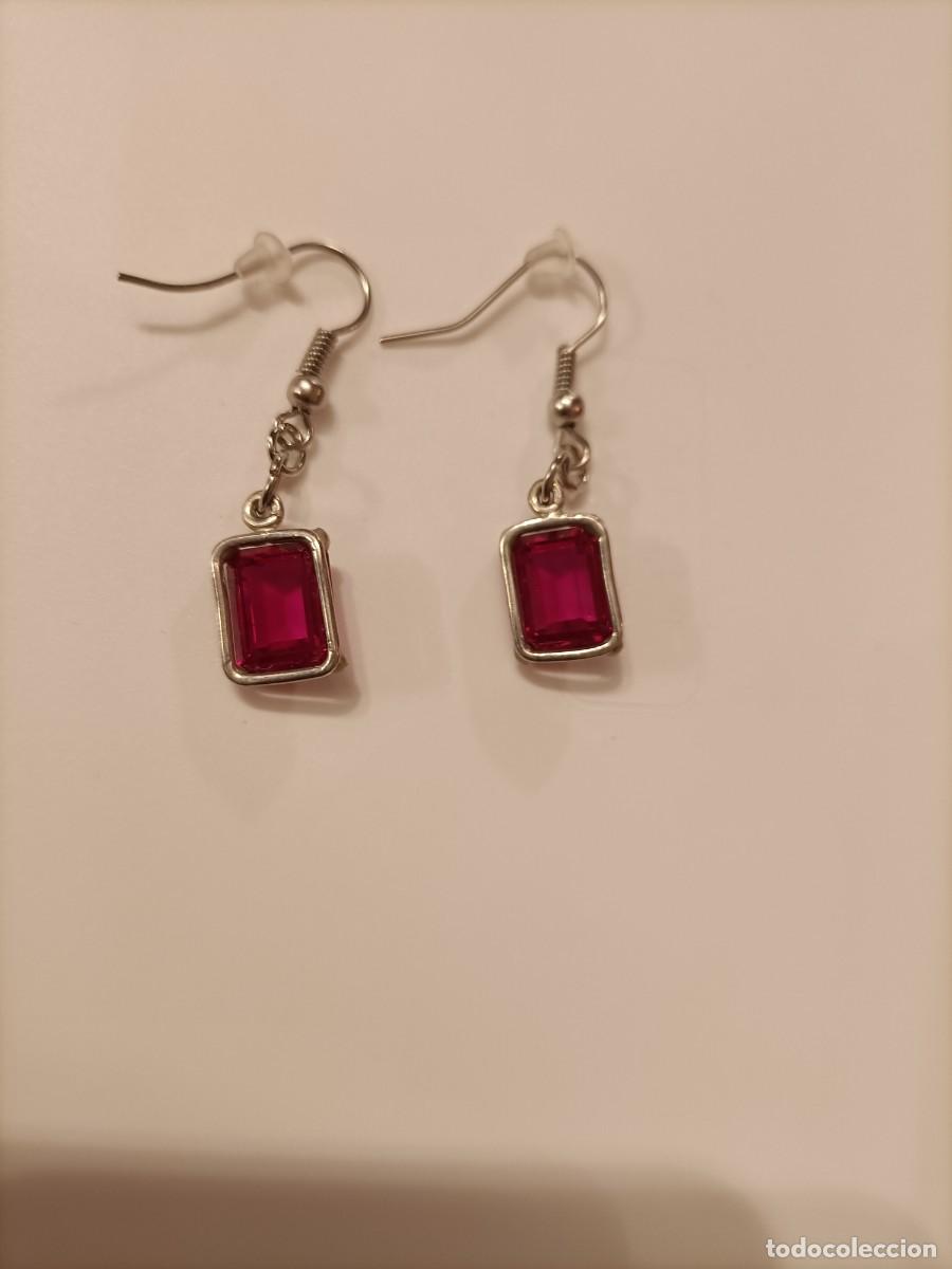 Joyeria: Pendientes plata y piedra roja