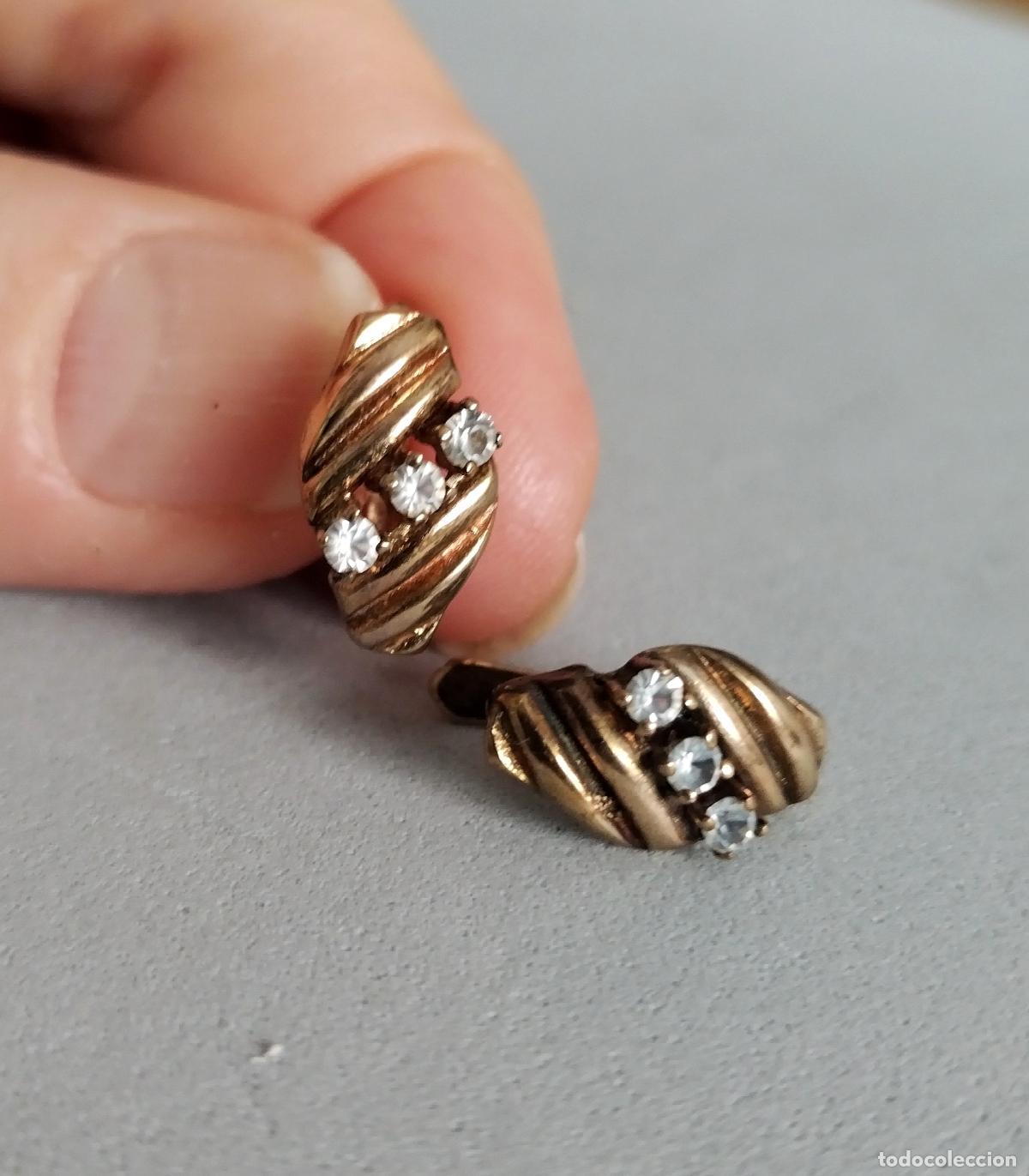 Joyeria: Pendientes de plata de ley, ba&ntilde;o de oro, cierre de pala. - Foto 3