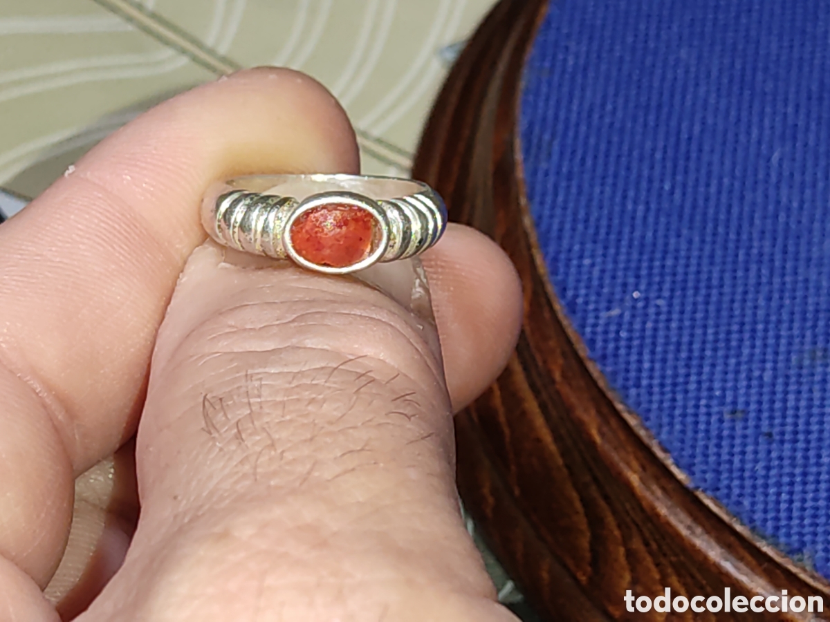 Joyeria: Anillo de plata 925 y piedra coral. - Foto 4