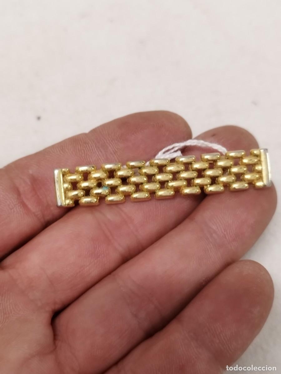 Joyeria: Antiguo broche dorado, dise&ntilde;o tipo correa reloj de pulsera.