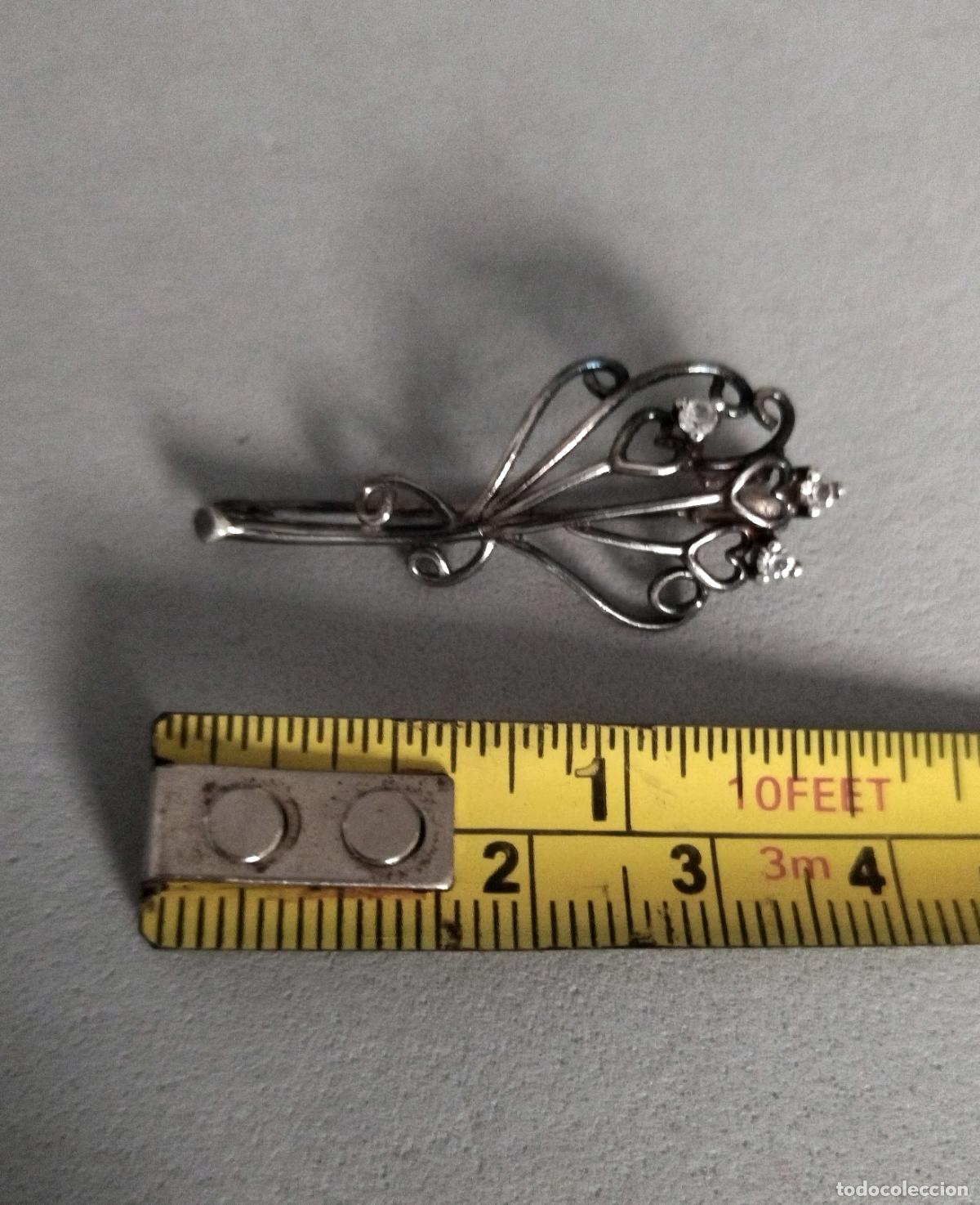 Joyeria: Antiguo broche de plata con circonitas. - Foto 3