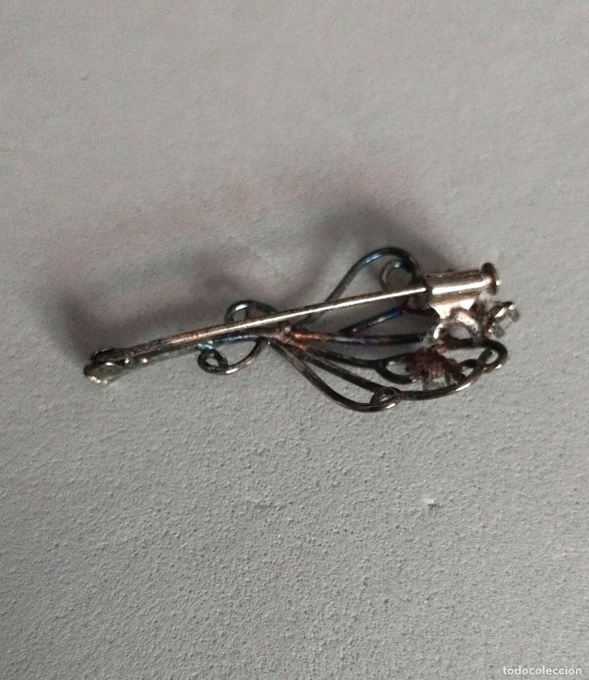 Joyeria: Antiguo broche de plata con circonitas. - Foto 4