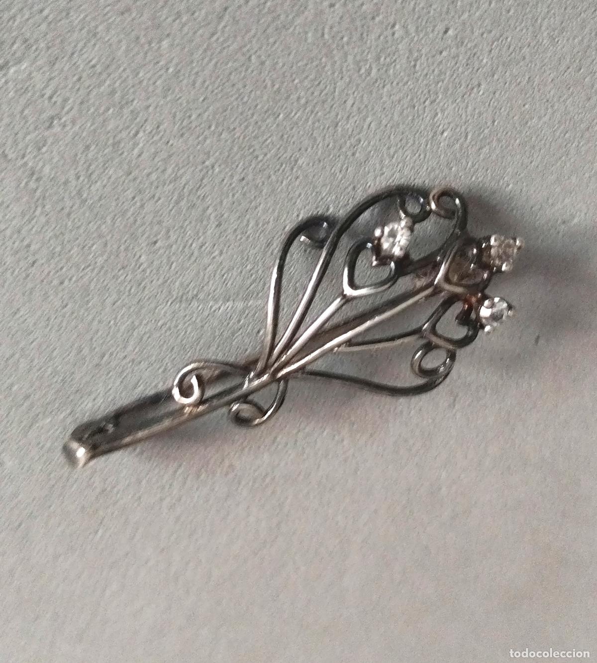 Joyeria: Antiguo broche de plata con circonitas. - Foto 5