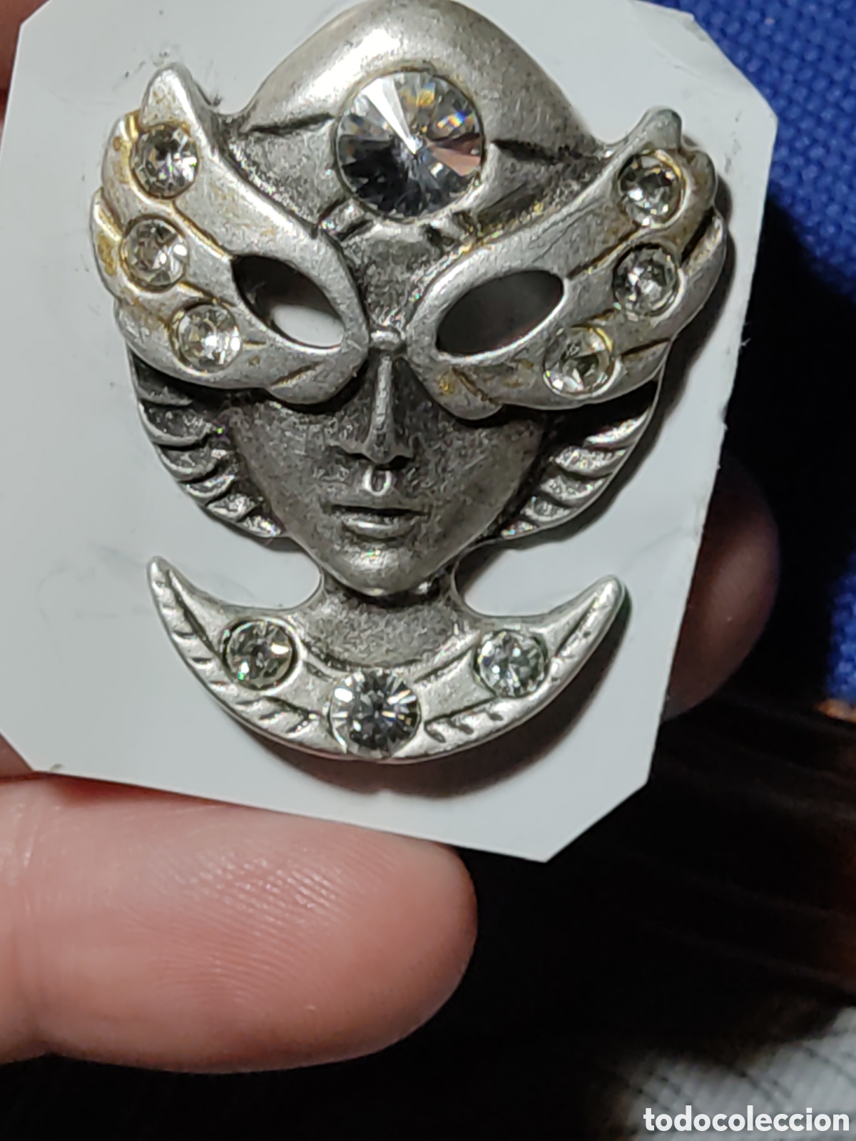 Joyeria: Broche mancara de Venecia con cristales o circonitas.Vintage.