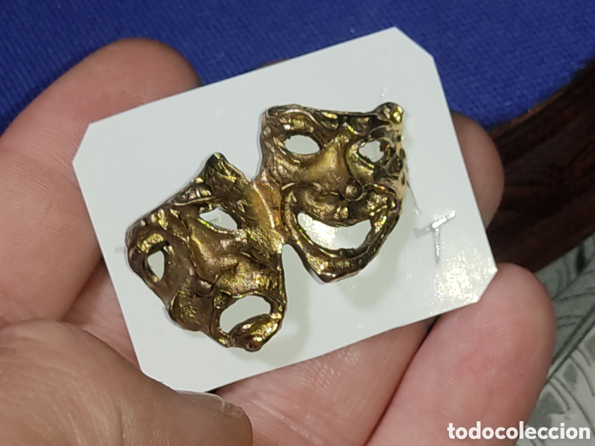 Joyeria: Broche escultura modernista caras de teatro de bronce.