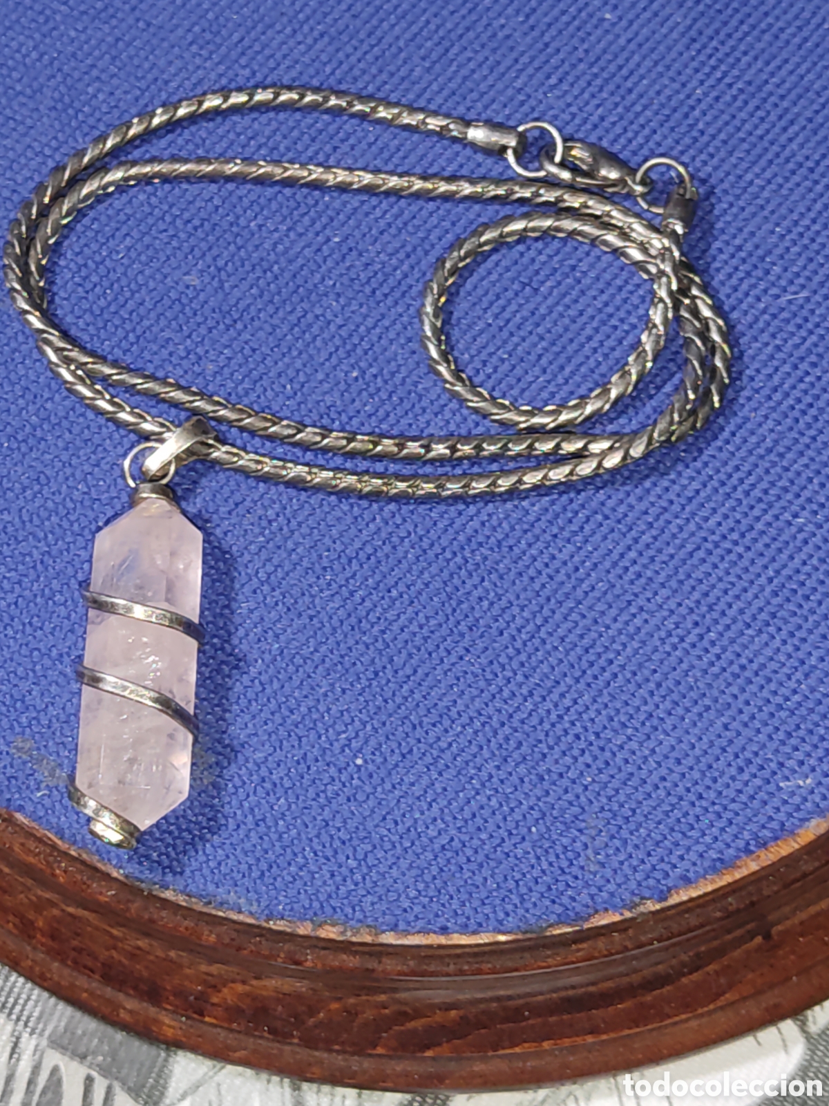 Joyeria: Colgante de cuarzo rosa con cordoncito - Foto 2