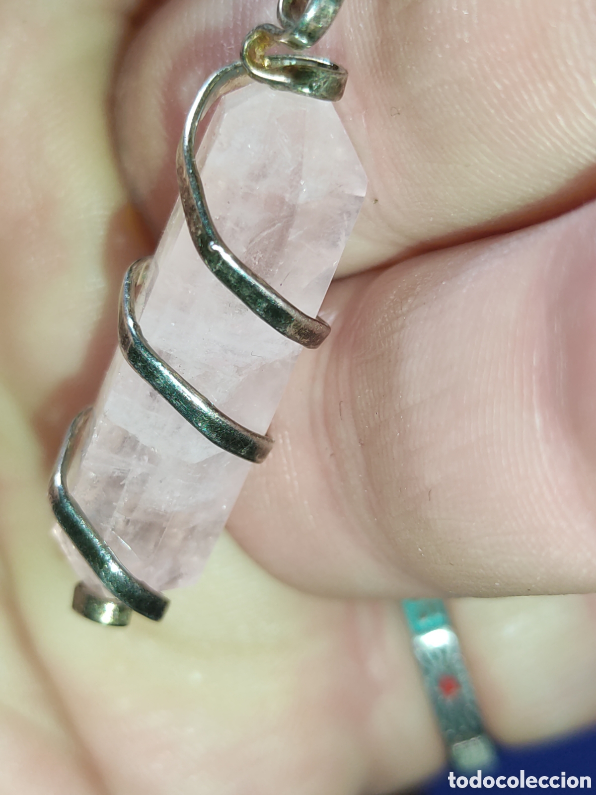 Joyeria: Colgante de cuarzo rosa con cordoncito - Foto 6
