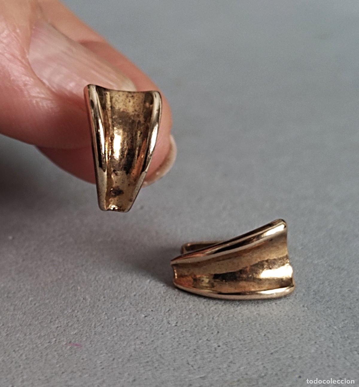 Joyeria: Pendientes de plata de ley con ba&ntilde;o de oro, cierre de pala catal&aacute;n. - Foto 2