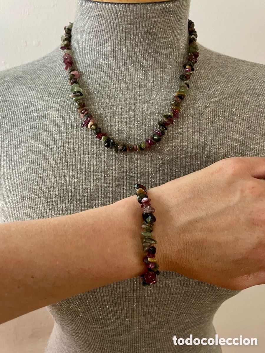 Joyeria: Conjunto collar y pulsera turmalina multicolor