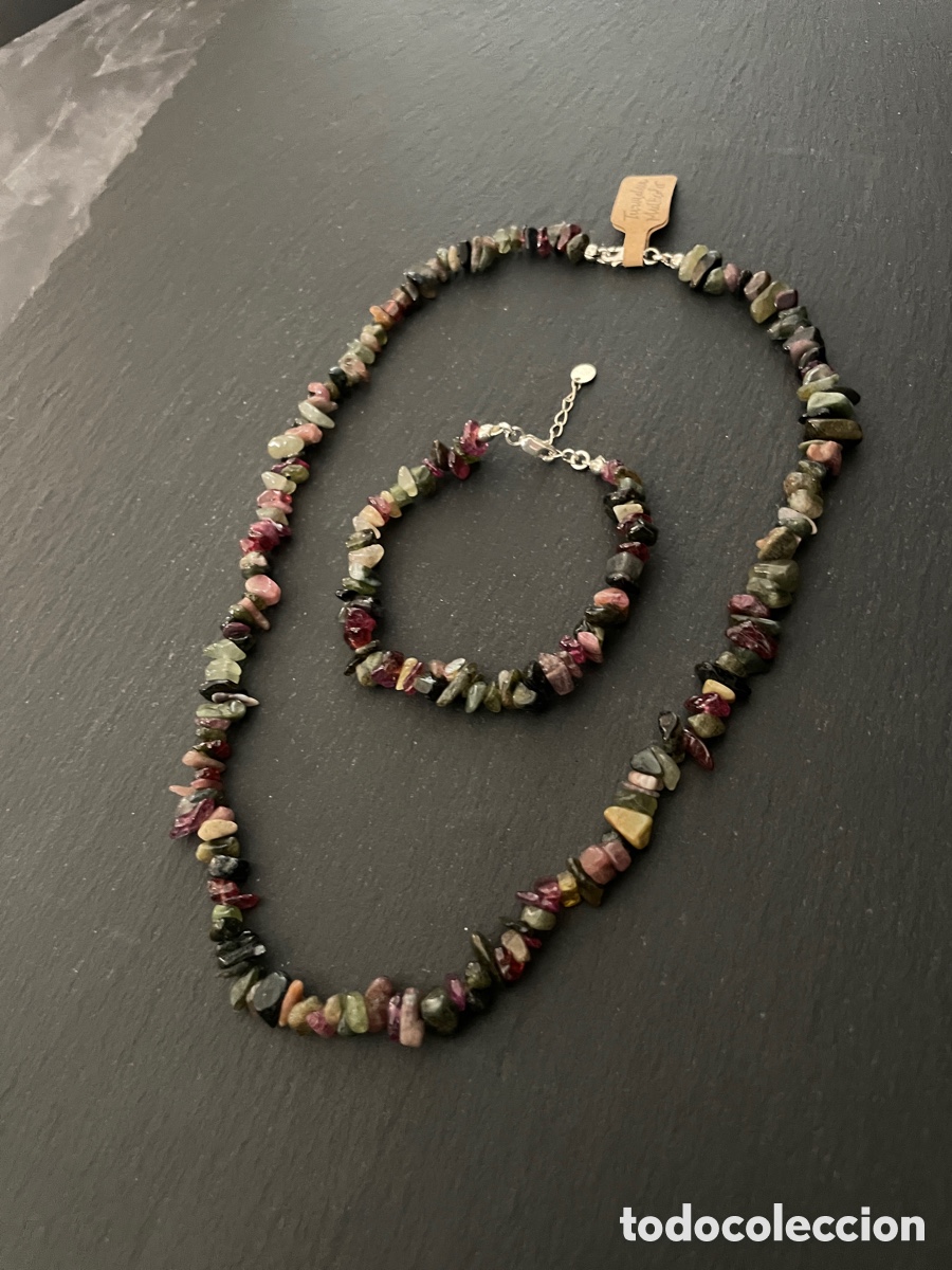 Joyeria: Conjunto collar y pulsera turmalina multicolor