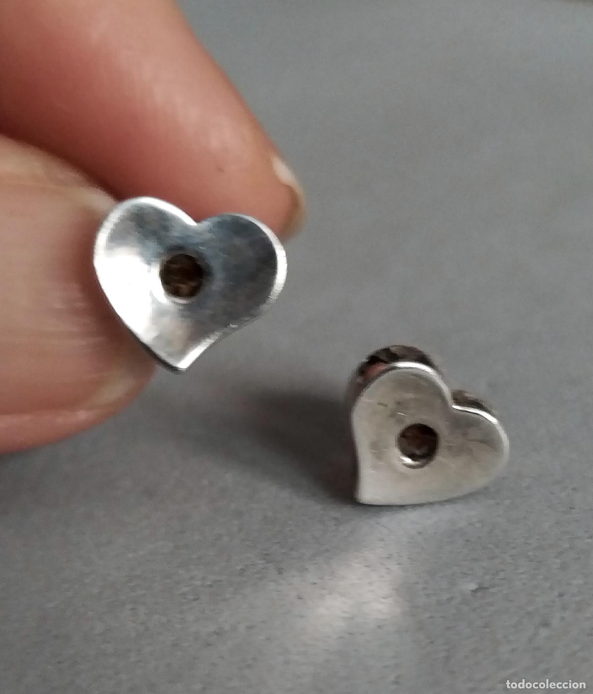 Joyeria: Pendientes de plata de ley forma coraz&oacute;n.