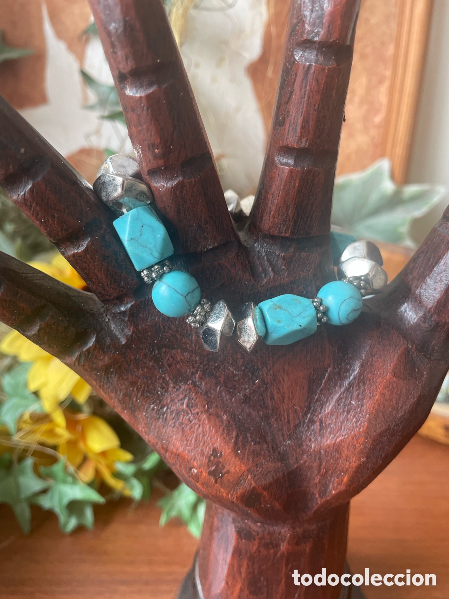 Joyeria: pulsera de turquesa con detalles en color plateado - Foto 2