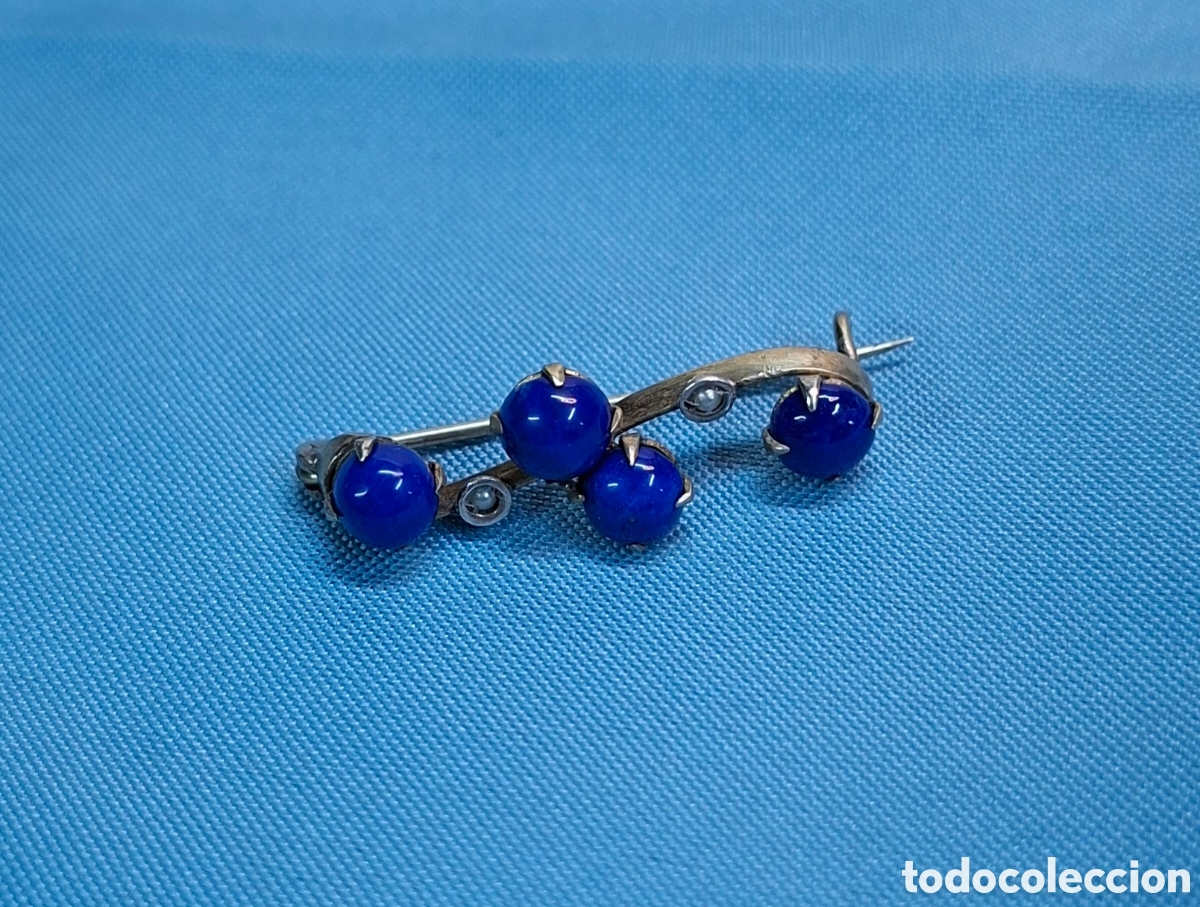 Joyeria: Broche antiguo con piedras azules
