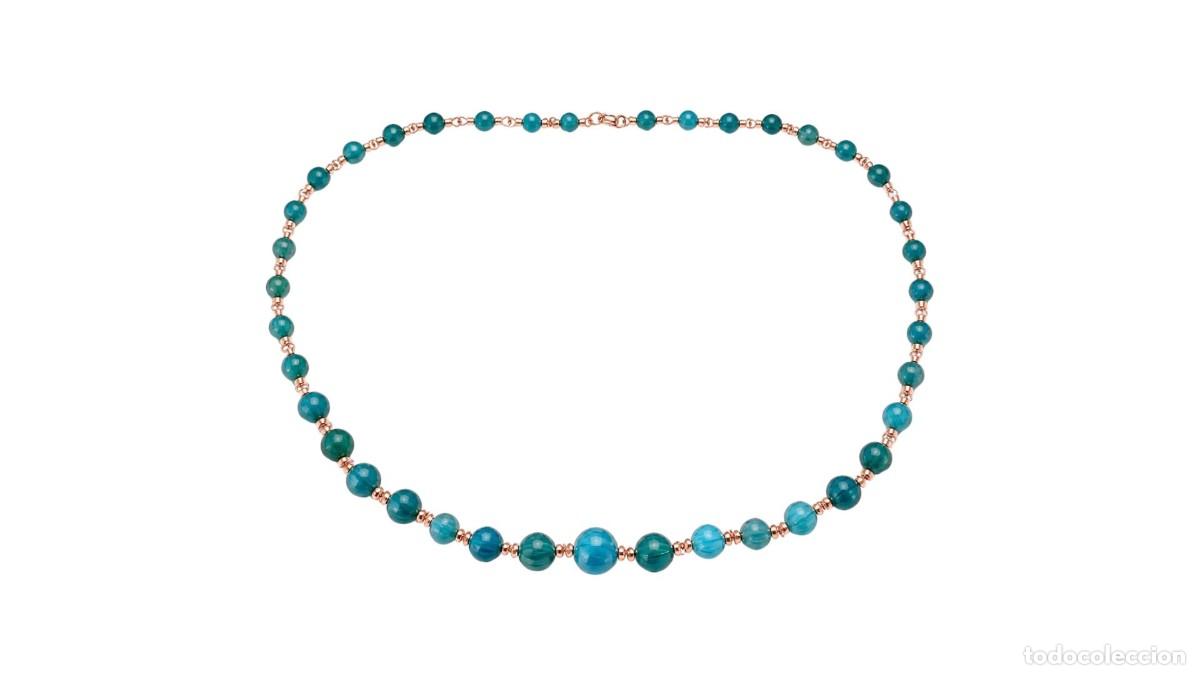 Schmuck: COLLAR CUENTAS VIDRIO SOPLADO AZUL-VERDE ACANALADO &middot; Estilo Atemporal! Vintage