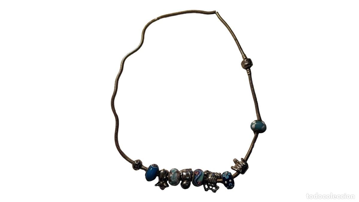 Joyeria: COLLAR COLGANTE PANDORA PLATA 925 &middot; 7 CHARMS MURANO AZUL + 4 FIGURAS &middot; A&Ntilde;OS 2000/2010