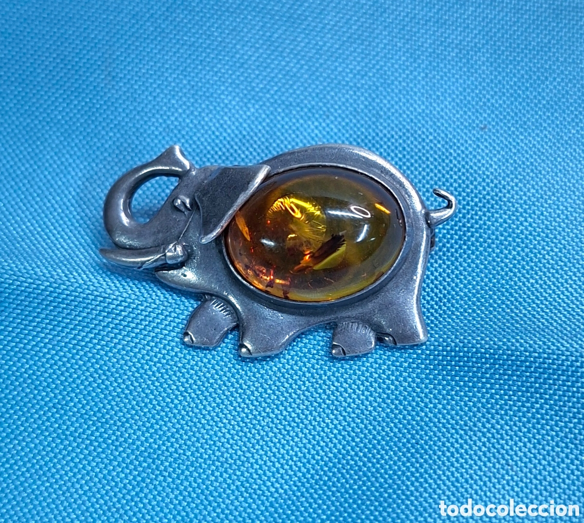 Joyeria: Broche antiguo en plata 925 con &aacute;mbar