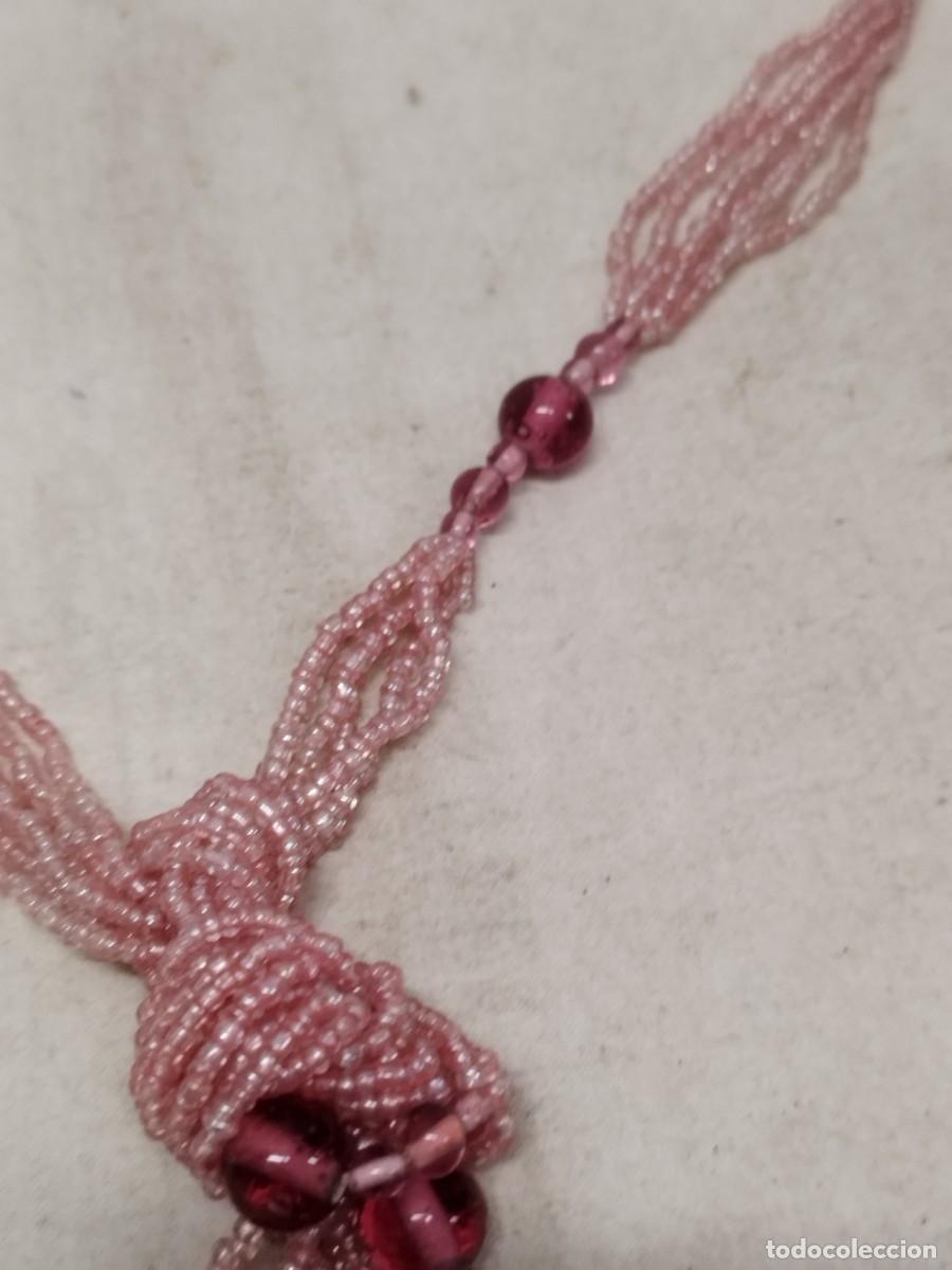 Joyeria: Gran collar de peque&ntilde;as cuentas rosadas, con flecos. - Foto 5