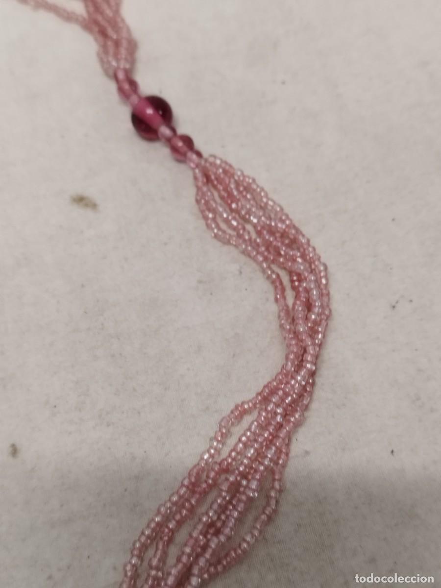 Joyeria: Gran collar de peque&ntilde;as cuentas rosadas, con flecos. - Foto 6