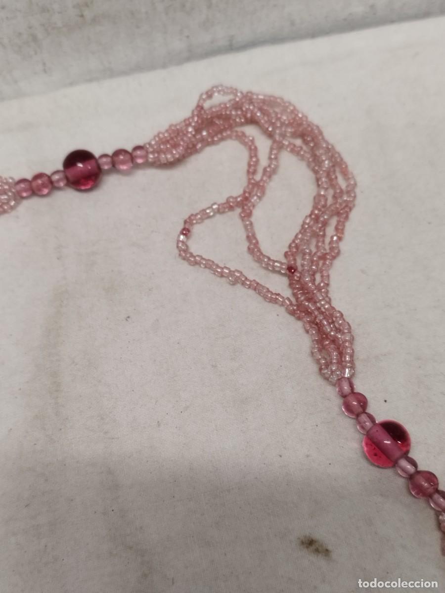 Joyeria: Gran collar de peque&ntilde;as cuentas rosadas, con flecos. - Foto 7