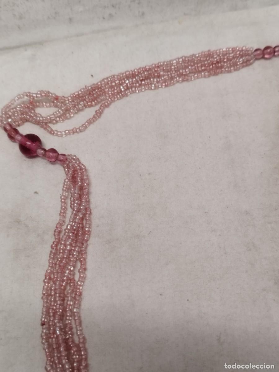 Joyeria: Gran collar de peque&ntilde;as cuentas rosadas, con flecos. - Foto 8