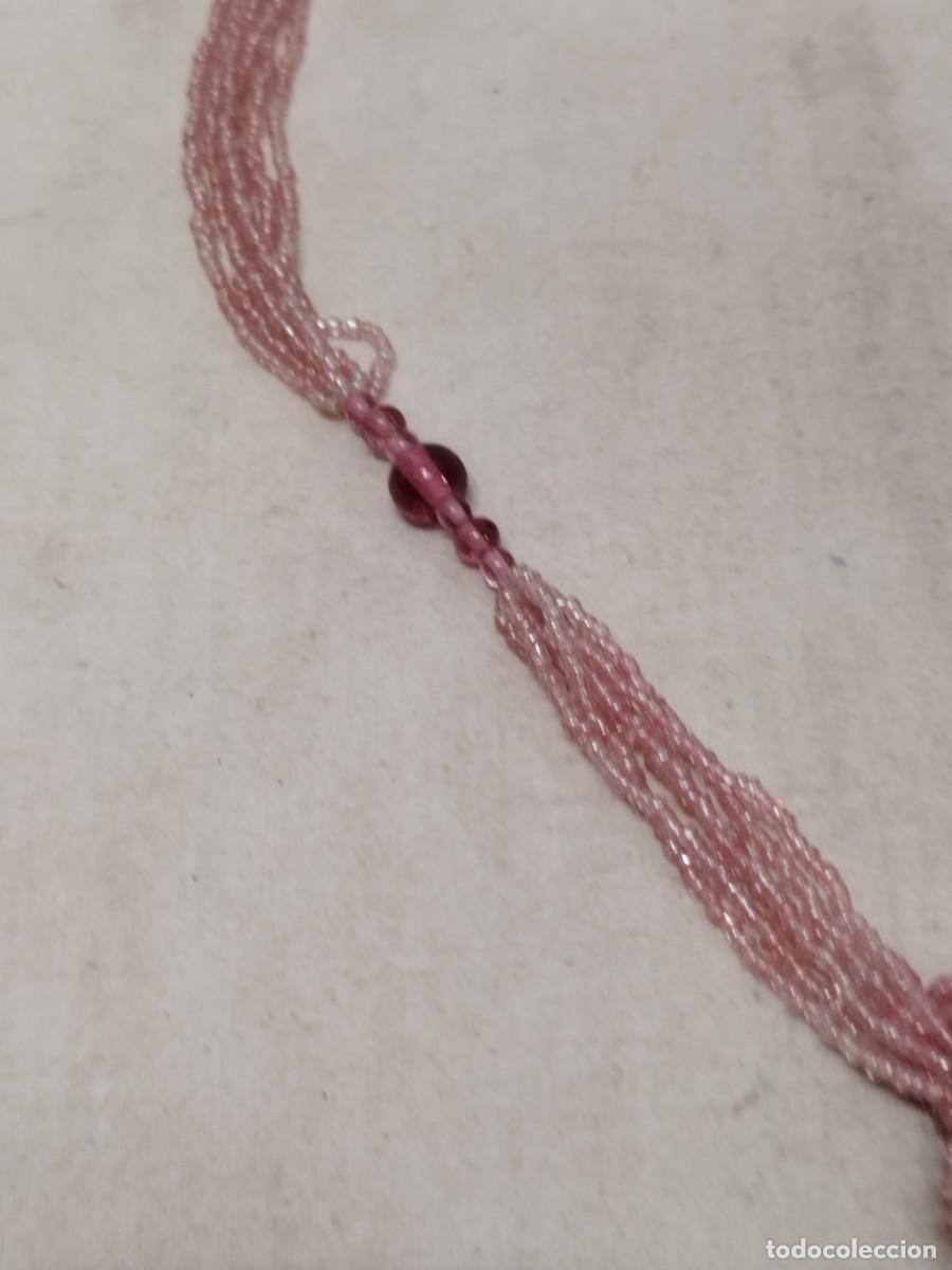 Joyeria: Gran collar de peque&ntilde;as cuentas rosadas, con flecos. - Foto 9