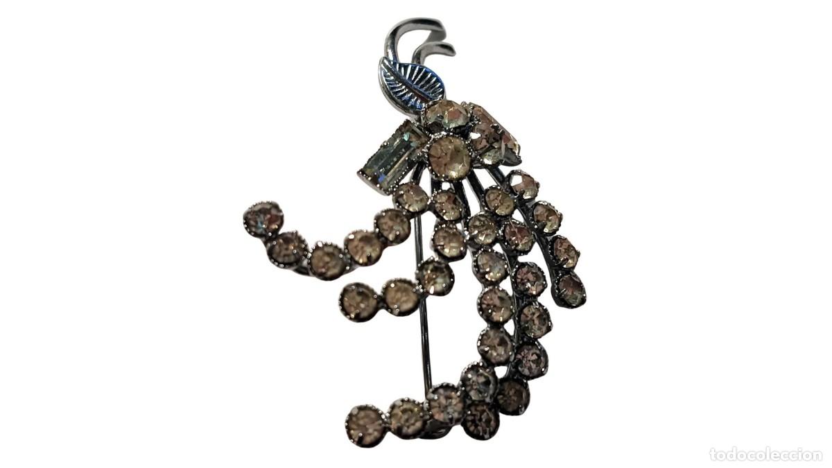 Joyeria: BROCHE DE BISUTER&Iacute;A PLATEADO EN FORMA DE RAMO FLORAL EN CASCADA - GALA - A&Ntilde;OS 1960-70
