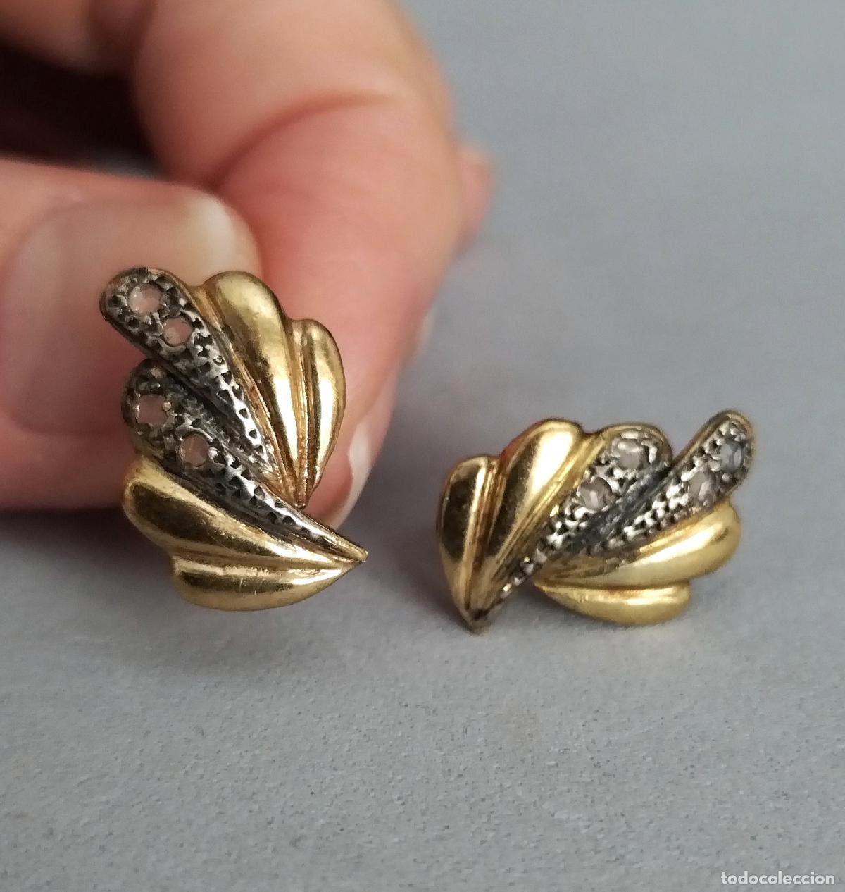 Joyeria: Pendientes de plata de ley con circonitas y ba&ntilde;o de oro. - Foto 2