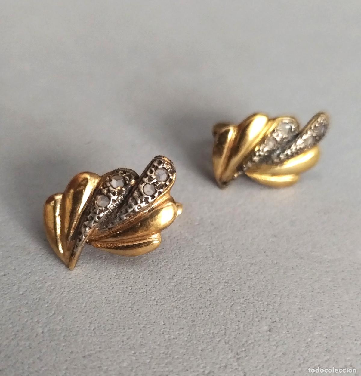 Joyeria: Pendientes de plata de ley con circonitas y ba&ntilde;o de oro.