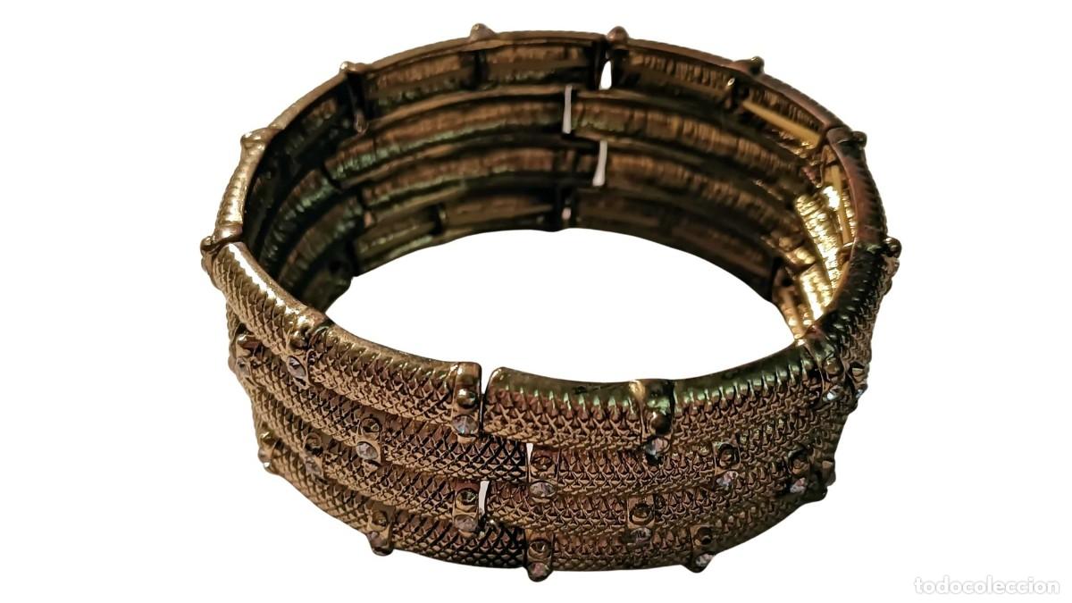 Joyeria: PULSERA EL&Aacute;STICA MALLA ANCHA &middot; TEXTURA ESCAMAS &middot; EGIPCIA ART D&Eacute;CO &middot; A&Ntilde;OS 80/90 &middot; GLAMOUR &middot; COLECCION