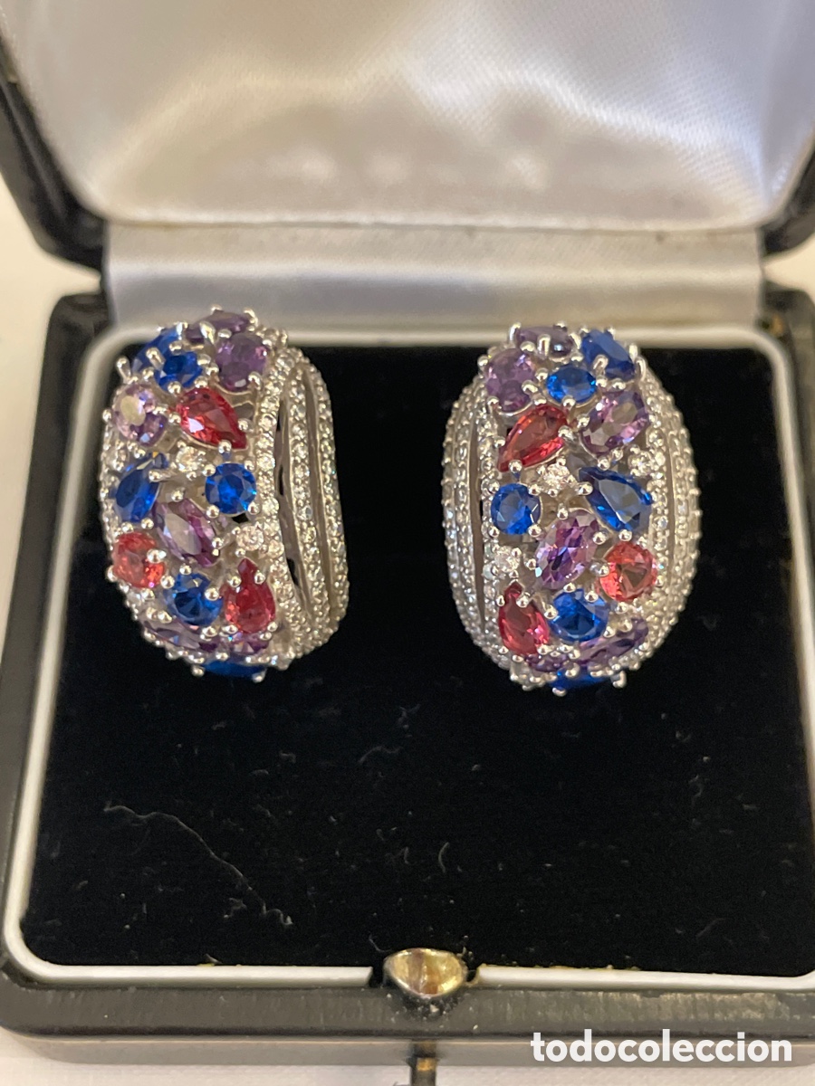 Joyeria: Pendientes plata, zafiros y amatistas