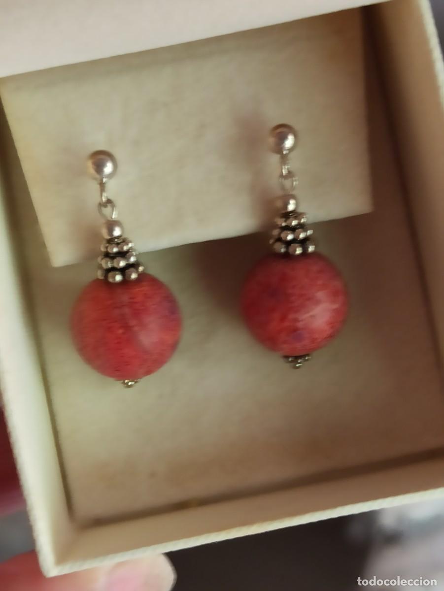 Joyeria: Pendientes plata y coral