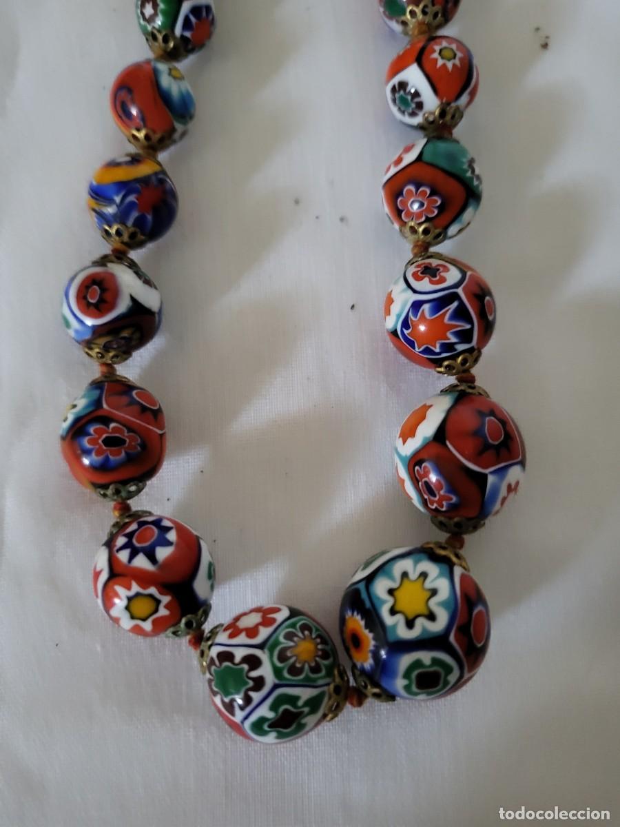 Joyeria: Collar, Sautoir millefiori Murano a&ntilde;os 40-60, cuentas venecianas graduadas, cierre barrilete