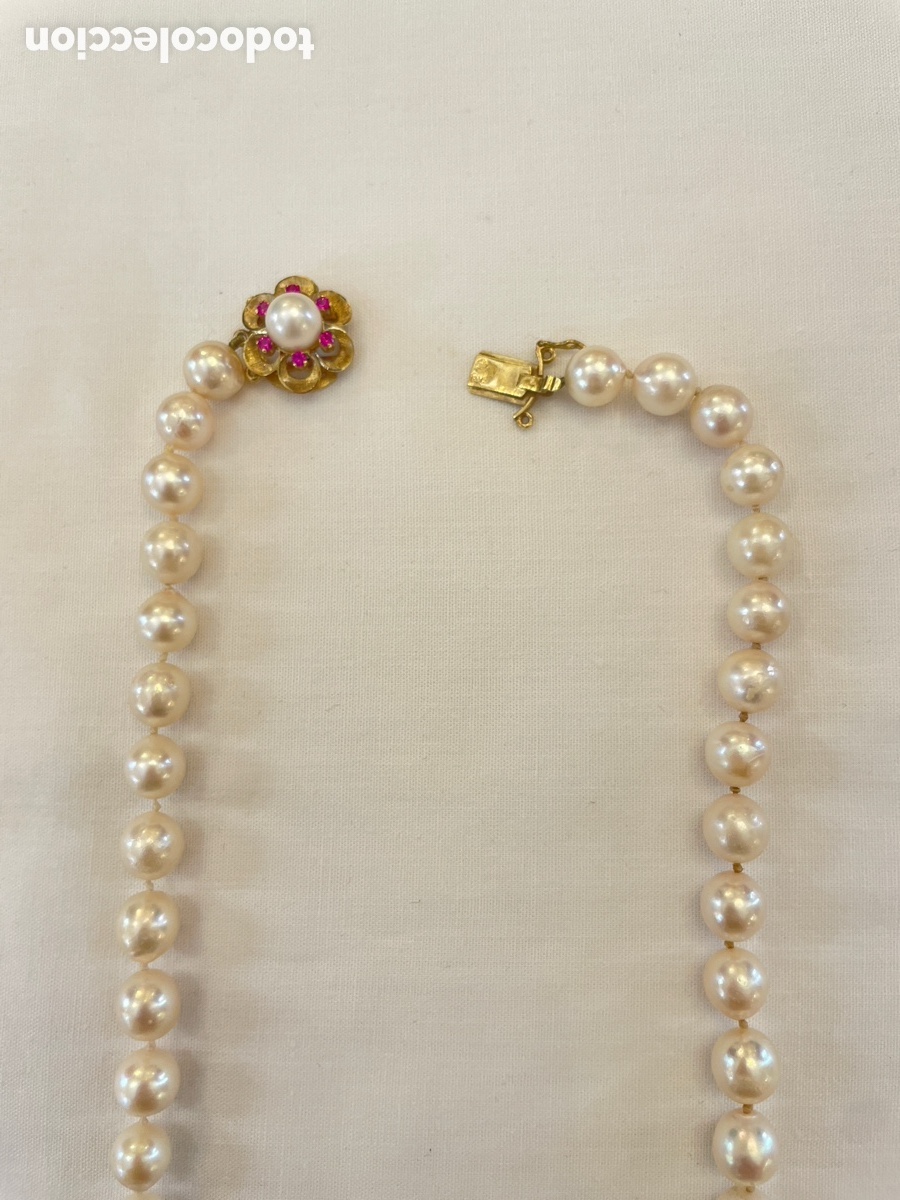 Joyeria: Collar de perlas akoya con broche de oro y rub&iacute;es - Foto 2