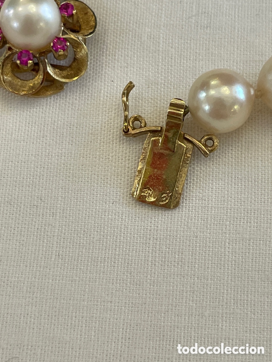 Joyeria: Collar de perlas akoya con broche de oro y rub&iacute;es - Foto 5