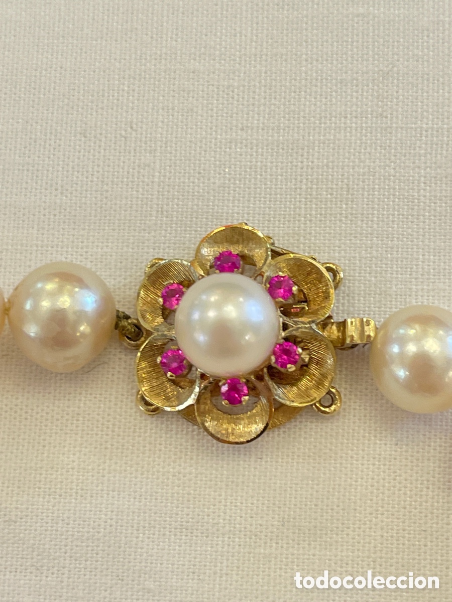 Joyeria: Collar de perlas akoya con broche de oro y rub&iacute;es - Foto 6