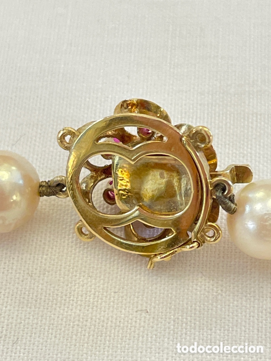 Joyeria: Collar de perlas akoya con broche de oro y rub&iacute;es - Foto 7