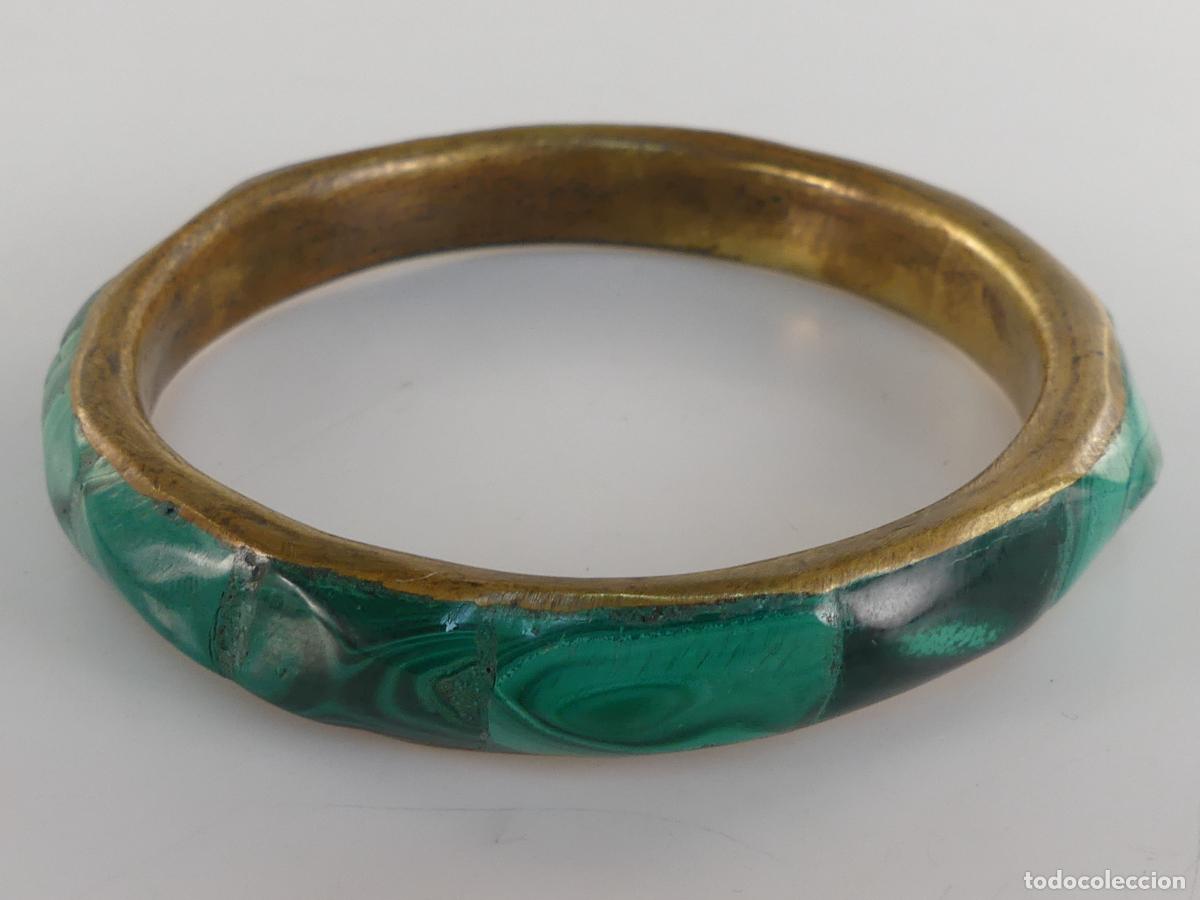 Joyeria: Pulsera Malaquita Metal Dorado