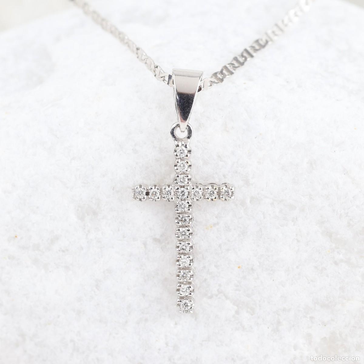 Joyeria: Cadena con cruz de diamantes en oro blanco 18K